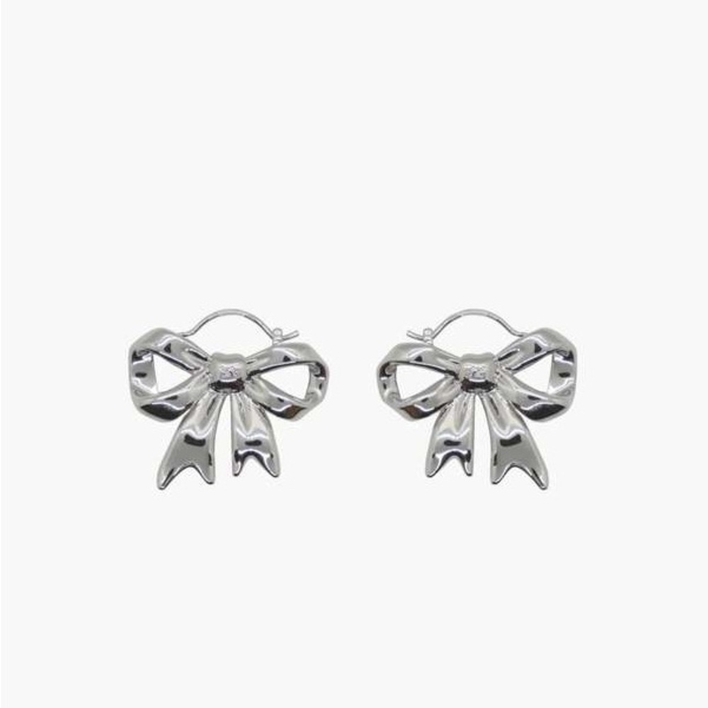 Sandy Liang Monyo Bow Hoop Earrings